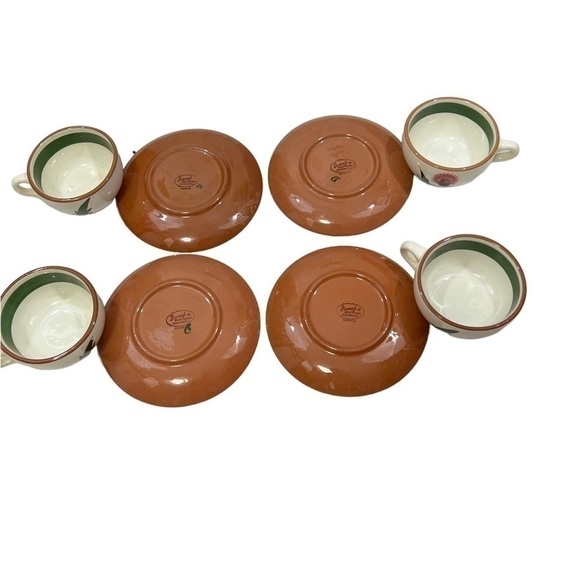 Stangl Pottery Thistle Pink Green 4 Cups Saucers Vintage. - Picture 7 of 9